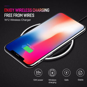 Planet Gates China / wireless charger / PU Leather White ROCK 10W Qi Wireless Charger for iPhone XS X XR XS MAX 8 Fast wireless Phone charger for Samsung Galaxy S9/8 Note 9 charging pad
