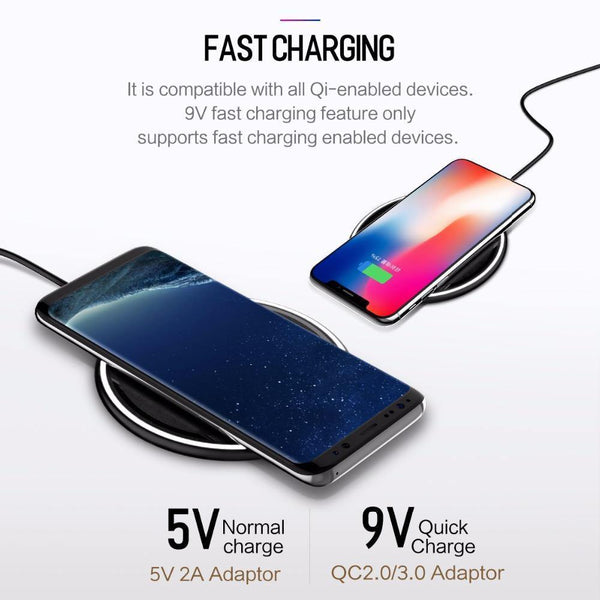 Planet Gates China / wireless charger / PU Leather White ROCK 10W Qi Wireless Charger for iPhone XS X XR XS MAX 8 Fast wireless Phone charger for Samsung Galaxy S9/8 Note 9 charging pad