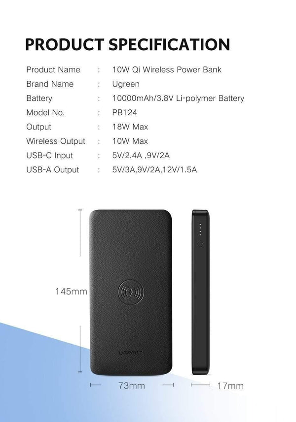 Planet Gates China / wireless power bank Ugreen 10000mAh Qi Wireless Charger Power Bank 18W USB PD Powerbank For iPhone X 8 Macbook Samsung S9 External Battery Poverbank