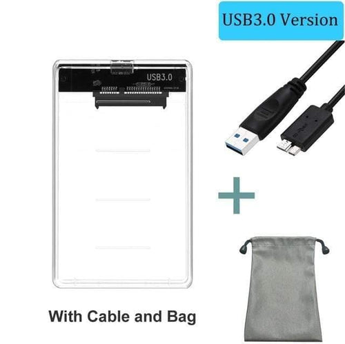 Planet Gates China / With Cable and Bag 2.5" USB 3.0 SATA Hd Box HDD Hard Disk Drive External HDD Enclosure Transparent Case Tool Free 5 Gbps Support 2TB UASP Protocol