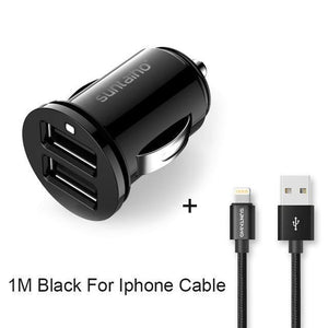 Planet Gates China / With iphone  Cable Suntaiho Dual USB Car Charger Mini Car-Charger 3.1A Mobile Phone Car charger adapter Car GPS Samrtphone for iPhone Xiaomi Huawei