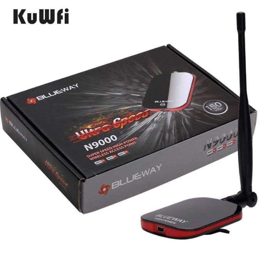 Planet Gates China / with package box BlueWay N9000 Wireless Wifi Adapter Network Card Free Internet Long Range USB Adapter 150Mbps Wifi Decoder With 5dBi Antenna