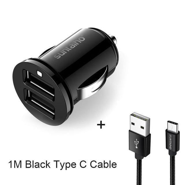 Planet Gates China / With Type C  Cable Suntaiho Dual USB Car Charger Mini Car-Charger 3.1A Mobile Phone Car charger adapter Car GPS Samrtphone for iPhone Xiaomi Huawei