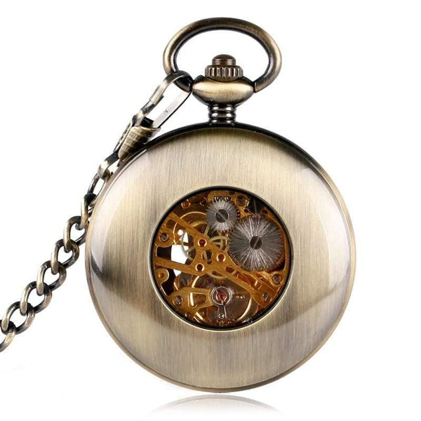 Planet Gates China Wood Circle Skeleton Pocket Watch Men Women Unisex Mechanical Hand-winding Roman numerals Necklace Gift P2012C