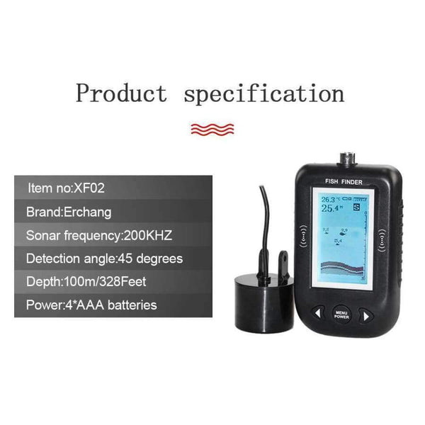 Planet Gates China / XF02 Portable Fish finder 9M Wire Echo Sounder Alarm 0.6-100m Depth Fishfinder Transducer Sensor Sonar For Fishing