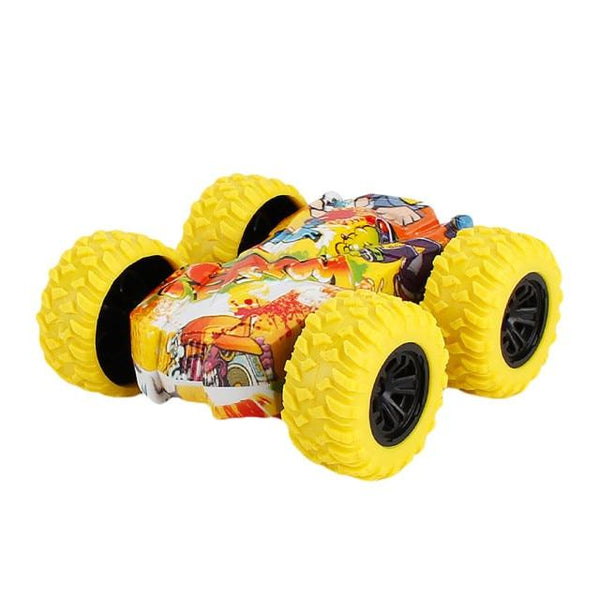 Planet Gates China / Yellow Friction Car Double-sided Graffiti Stunt Car 4wd Off-road Car Model Vehicle Children's Toy Die-casting Pull Back Racing Car