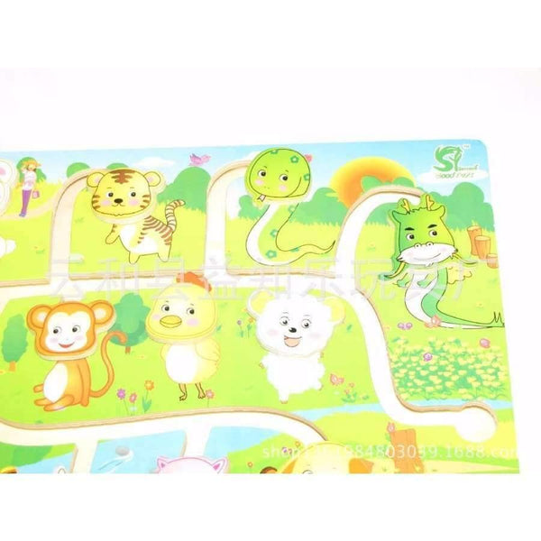 Planet Gates Chinese Zodiac / China Educational Early Learning Slide Puzzle Kids Wooden Toys for Children Labyrinth Puzzle Animal-Body-Match Maze Intelligence W268