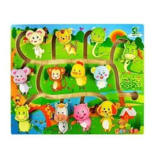 Planet Gates Chinese Zodiac / China Educational Early Learning Slide Puzzle Kids Wooden Toys for Children Labyrinth Puzzle Animal-Body-Match Maze Intelligence W268
