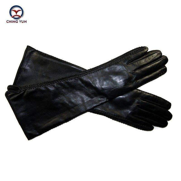 Planet Gates CHING YUN 2017 winter lady fashion sheepskin Arm sleeve women genuine leather mittens female long style Elbow Gloves 40cm