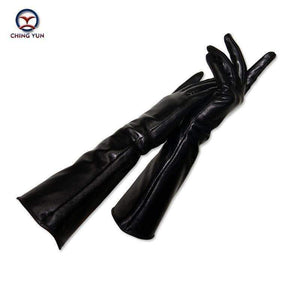 Planet Gates CHING YUN 2017 winter lady fashion sheepskin Arm sleeve women genuine leather mittens female long style Elbow Gloves 40cm