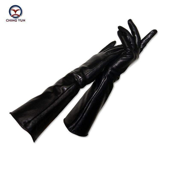 Planet Gates CHING YUN 2017 winter lady fashion sheepskin Arm sleeve women genuine leather mittens female long style Elbow Gloves 40cm