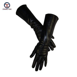Planet Gates CHING YUN 2017 winter lady fashion sheepskin Arm sleeve women genuine leather mittens female long style Elbow Gloves 40cm