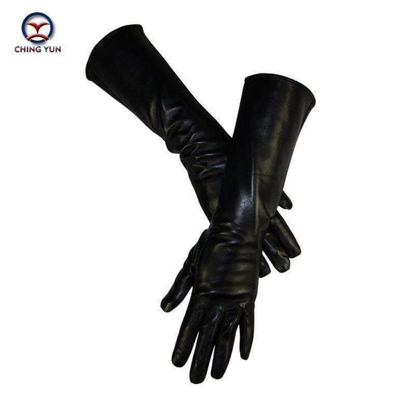 Planet Gates CHING YUN 2017 winter lady fashion sheepskin Arm sleeve women genuine leather mittens female long style Elbow Gloves 40cm