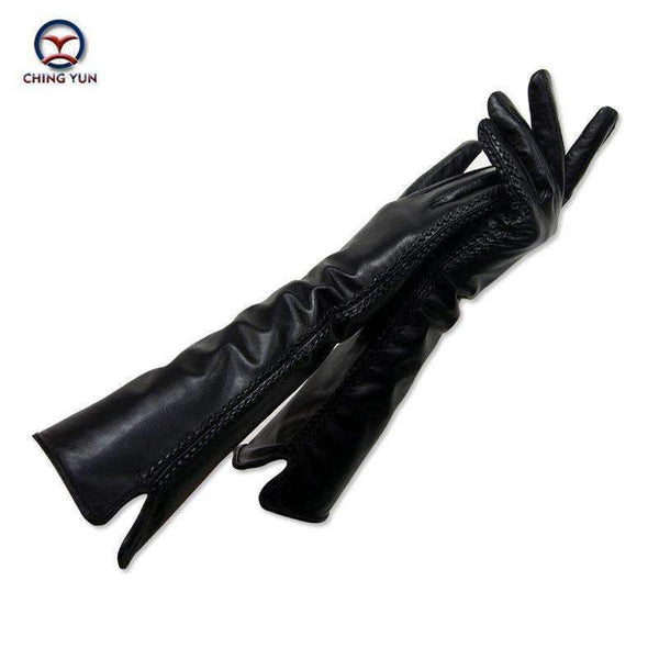 Planet Gates CHING YUN 2017 winter lady fashion sheepskin Arm sleeve women genuine leather mittens female long style Elbow Gloves 40cm