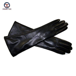Planet Gates CHING YUN 2017 winter lady fashion sheepskin Arm sleeve women genuine leather mittens female long style Elbow Gloves 40cm