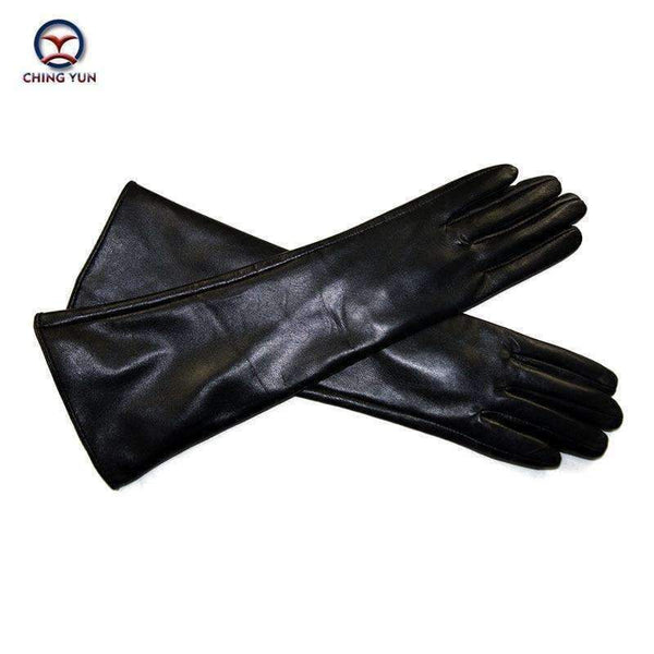 Planet Gates CHING YUN 2017 winter lady fashion sheepskin Arm sleeve women genuine leather mittens female long style Elbow Gloves 40cm