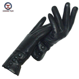 Planet Gates CHINGYUN New Women Genuine Glove Soft Thicken Bow Leather Gloves Winter Autumn Ladies Fashion Brand Black Warm Leather fv02