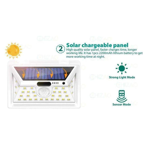 Planet Gates CHIZAO 34 LED Solar sensor light Waterproof Auto outdoor night light Porch Light Motion sensor wall lamp Wireless security light