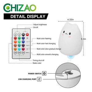 Planet Gates CHIZAO 7 Colors Cat LED Lamp Children's animal night light Silicone soft cartoon lamp Gift LED night light Room atmosphere light