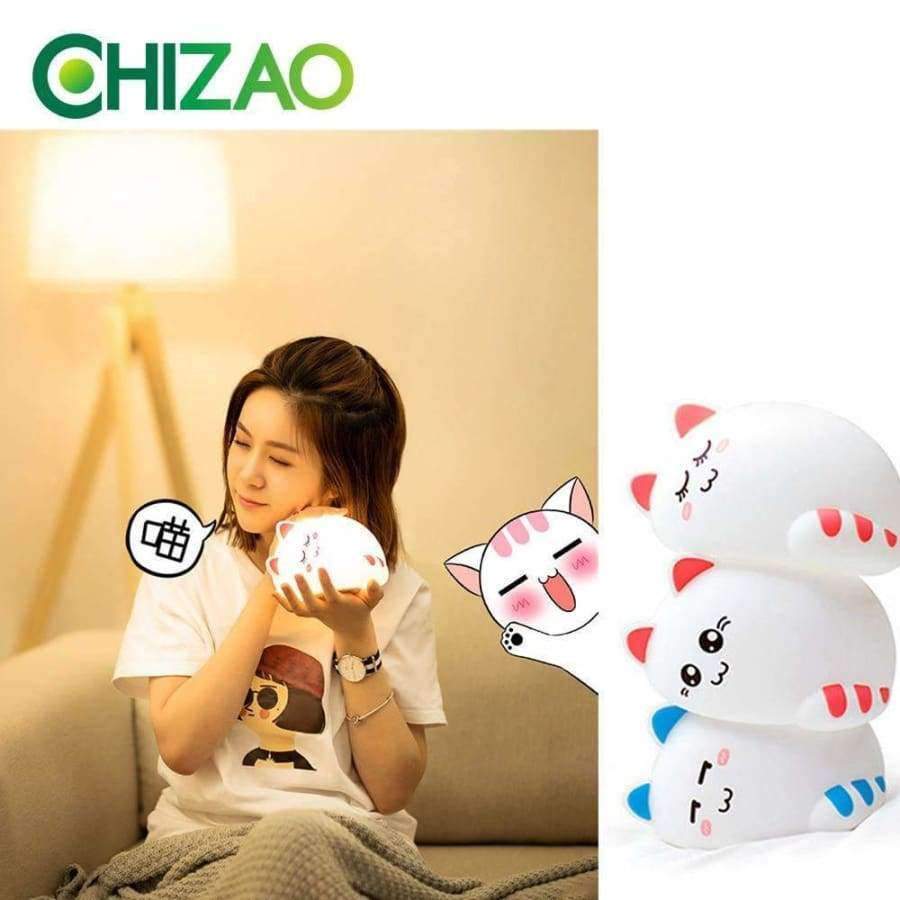 Planet Gates Touch Control CHIZAO Cartoon cat child lamp Children Animal LED Night Light Silicone Soft body USB Charging Room Breathing lighting Toy light