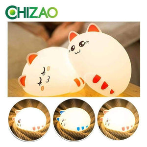 Planet Gates CHIZAO Cartoon cat child lamp Children Animal LED Night Light Silicone Soft body USB Charging Room Breathing lighting Toy light