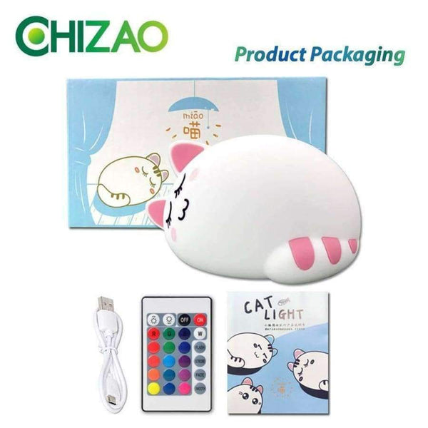 Planet Gates CHIZAO Cartoon cat child lamp Children Animal LED Night Light Silicone Soft body USB Charging Room Breathing lighting Toy light