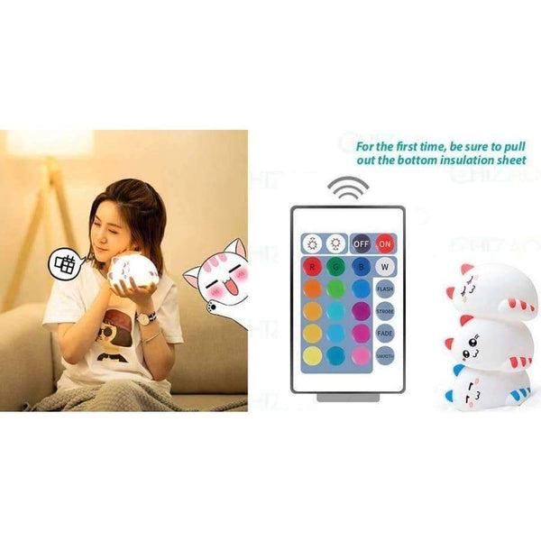 Planet Gates CHIZAO Cartoon cat child lamp Children Animal LED Night Light Silicone Soft body USB Charging Room Breathing lighting Toy light