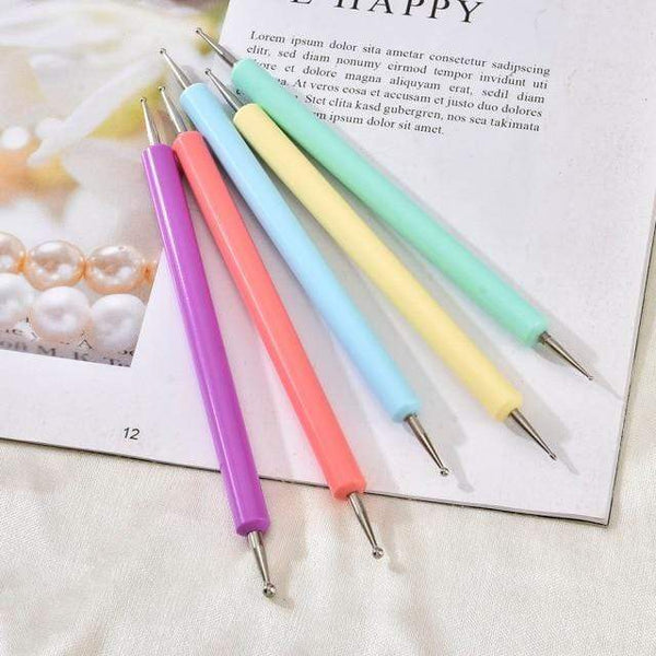 Planet Gates Chocolate 5 Pcs/Sets Nail Art Pen 2 In 1 Double Ends Dotting Drawing Painting UV Gel Liner Polish Brush Set Nail Art Dotting Tools