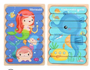 Planet Gates Chocolate Double Sided Strip 3D Puzzles Baby Toy Wooden Montessori Materials Educational Toys For Children Large Bricks Kids Learning Toys