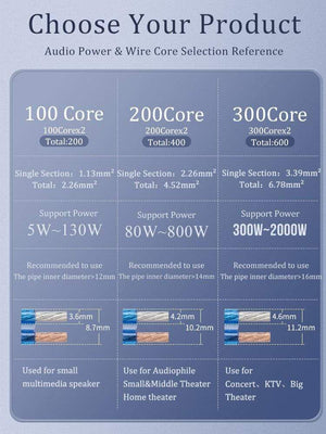 Planet Gates CHOSEAL DIY HIFI Speaker Cable Oxygen Free Copper Audio Cable for Car Audio Home Theater 14/16/18AWG Audiophile Wire