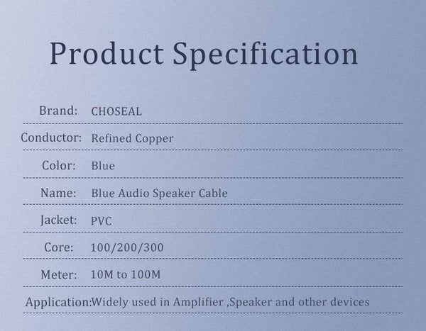 Planet Gates CHOSEAL DIY HIFI Speaker Cable Oxygen Free Copper Audio Cable for Car Audio Home Theater 14/16/18AWG Audiophile Wire