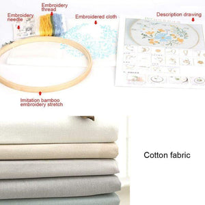 Planet Gates Christmas DIY Embroidery Starter Kit With Xmas Themed Pattern Embroidery Hoop Cotton Linen Cloth Thread Needlework Sewing Craft