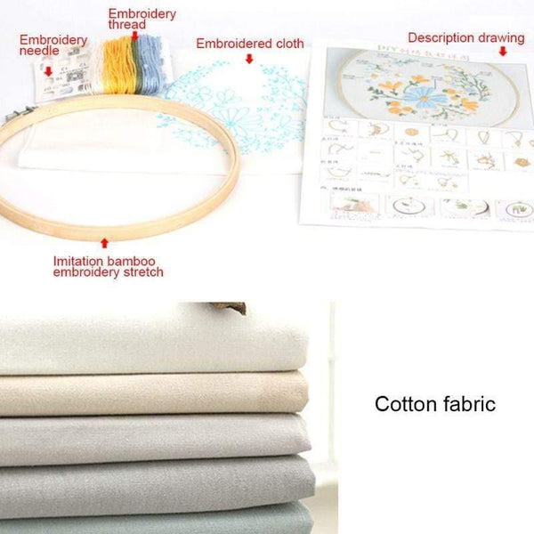 Planet Gates Christmas DIY Embroidery Starter Kit With Xmas Themed Pattern Embroidery Hoop Cotton Linen Cloth Thread Needlework Sewing Craft