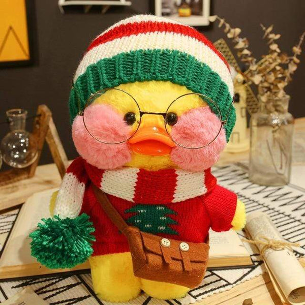 Planet Gates Christmas style 2 30cm New Hyaluronic Acid Duck Plush Dolls Cute Animal Ducks Stuffed Doll Toys For Girl Little Yellow Duck With Glasses Kids Gift