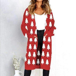 Planet Gates Christmas tree / S Casual Long Sweater For Women Christmas Cardigan Lady's Sweaters Female Cardigan Autumn Pull Femme Hiver Winter Clothes