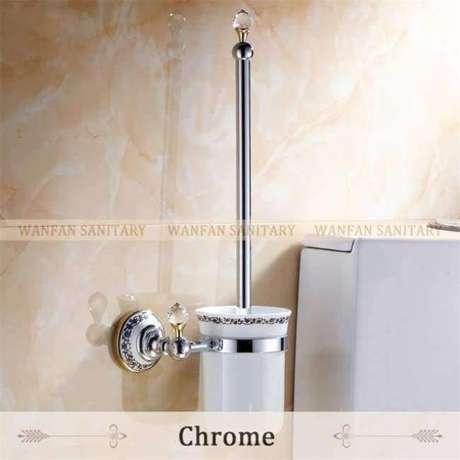 Planet Gates Toilet Brush Holders Wall Mounted Bathroom Accessories Brass & Crystal Bathroom Decoration Accessory Bathroom Products 6304