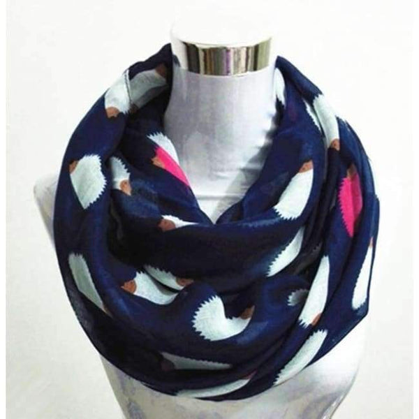 Planet Gates Circle scarf Navy Women Ladies Fashion Viscose Cotton Hedgehog Print infinity scarf Fashion Animal Scarves Shawl Wrap hot sale neckerchief