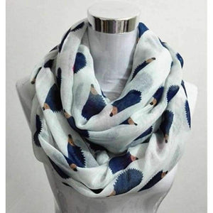 Women Ladies Fashion Viscose Cotton Hedgehog Print Infinity Scarf Fashion Animal Scarves Shawl Wrap Hot Sale Neckerchief - Circle Scarf