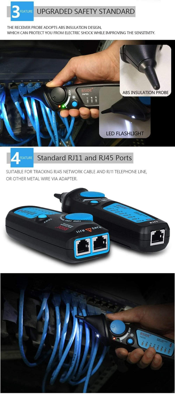 Circuit Breaker Finders Cable Tracker RJ45 RJ11 Telephone Wire Network LAN TV Electric Line Detector Finder Tester