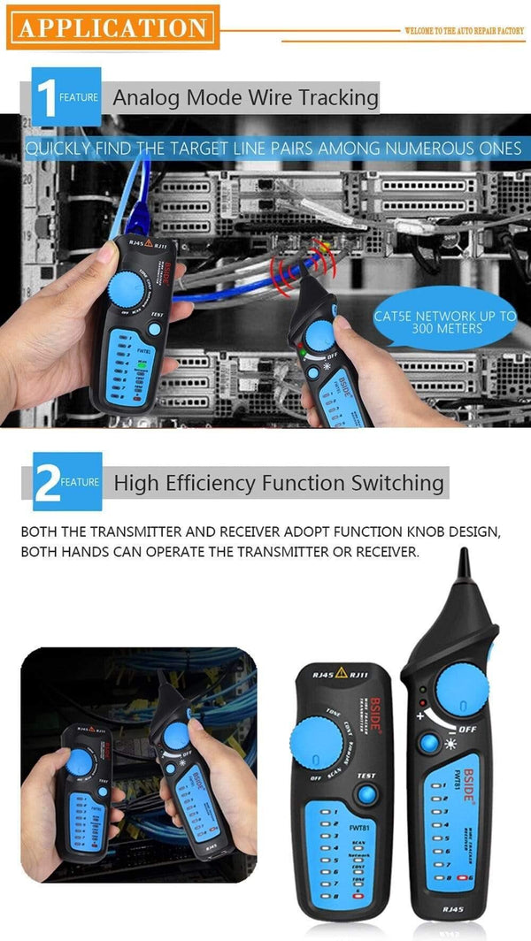 Circuit Breaker Finders Cable Tracker RJ45 RJ11 Telephone Wire Network LAN TV Electric Line Detector Finder Tester