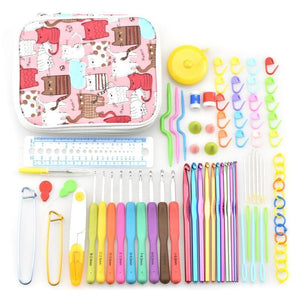 Planet Gates Ck056 Cat Bag Set Crochet Hooks Set With Case 14 Styles Knitting Needles Set DIY Needle Arts Craft Scissors  Markers Sewing Tools GYH