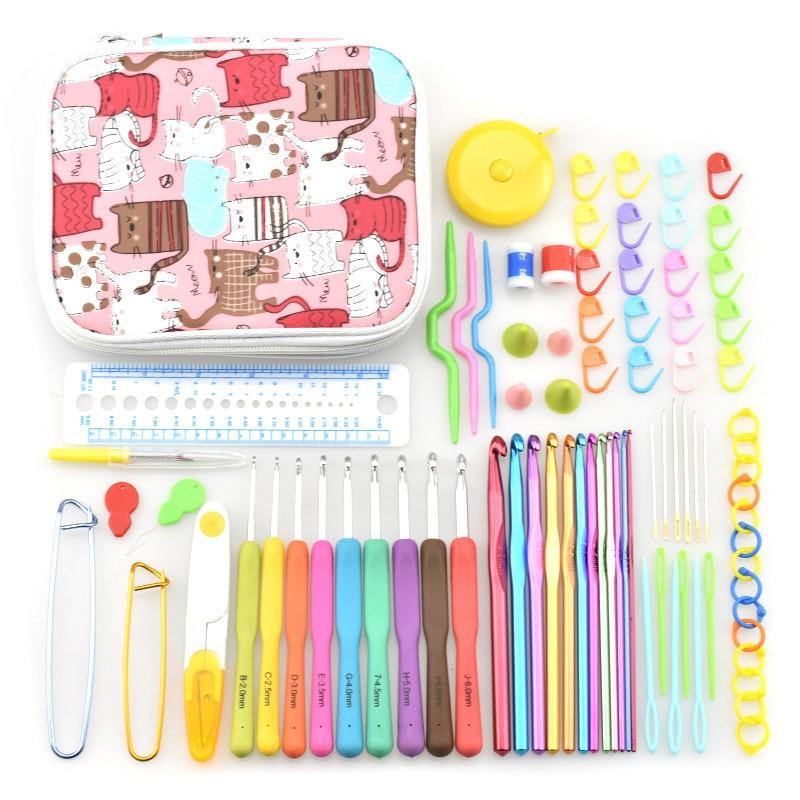 Planet Gates Premium Crochet Hooks Set With Case 14 Styles Knitting Needles Kit DIY Arts Craft Scissors Stitch Markers Sewing Tools ZXH