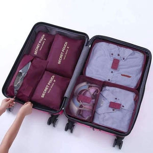 Planet Gates claretred 7Pcs/set Trip Luggage Organizer Polyester Portable Travel Partition Pouch Storage Bags Home Organization Accessories Supplies