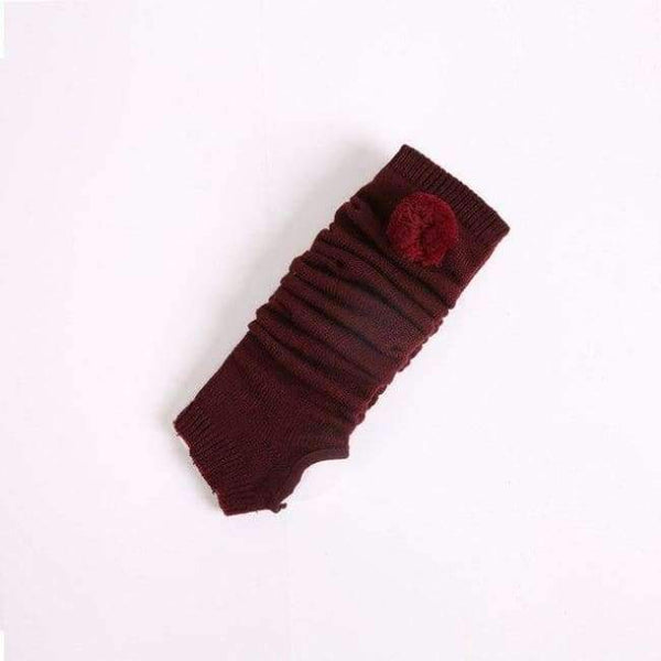 Planet Gates claretred Winter boots set wool ball jacket foot long knee socks tights women Stocking Thigh High thick leg warmers