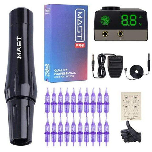 Planet Gates Classic Black Set Mast Permanen Makeup KIt Rotary Compatible All Standard Cartridges Eyebrow Lips Tattoo Machine Gun Quiet