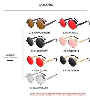Planet Gates Classic Gothic Steampunk Style Round  Sunglasses  Men Women Brand Designer Retro Round Metal Frame Colorful Lens Sun Glasses