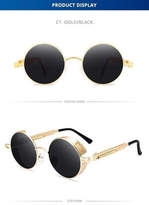 Planet Gates Classic Steampunk Sunglasses Men Women Retro Gothic Round Male's Glasses Fashion Metal Driving Goggle UV400