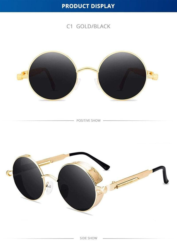 Planet Gates Classic Steampunk Sunglasses Men Women Retro Gothic Round Male's Glasses Fashion Metal Driving Goggle UV400