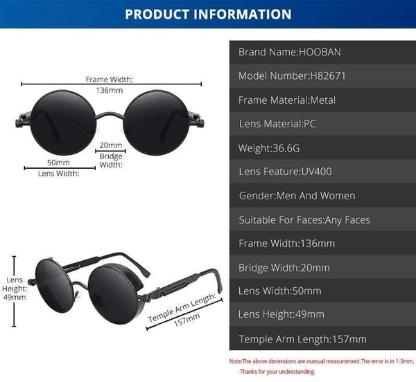 Planet Gates Classic Steampunk Sunglasses Men Women Retro Gothic Round Male's Glasses Fashion Metal Driving Goggle UV400