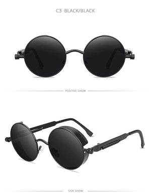 Planet Gates Classic Steampunk Sunglasses Men Women Retro Gothic Round Male's Glasses Fashion Metal Driving Goggle UV400